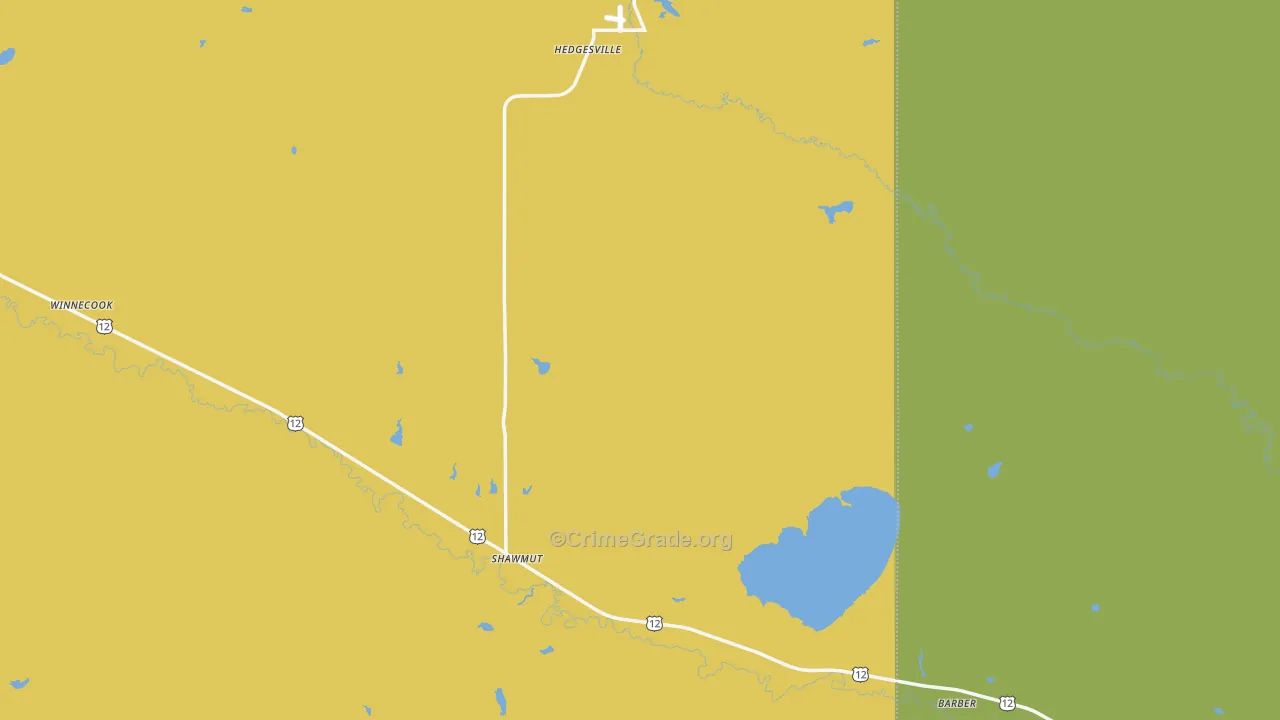 Shawmut, MT Map of Robbery Rates