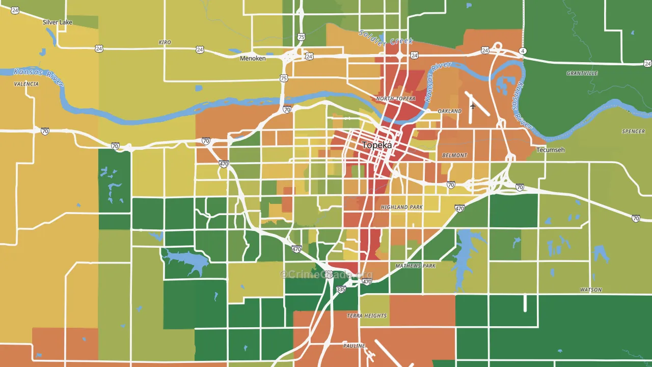 Shawnee County, KS Map of Robbery Rates