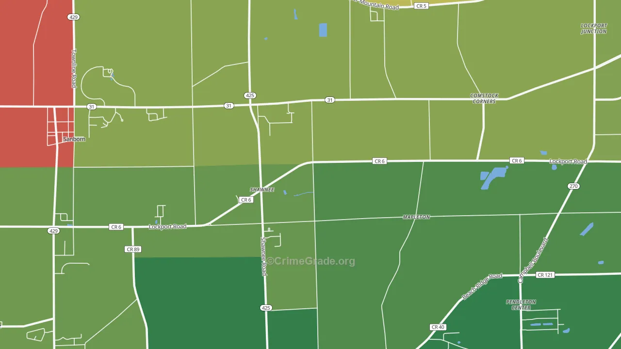 Shawnee, NY Map of Robbery Rates