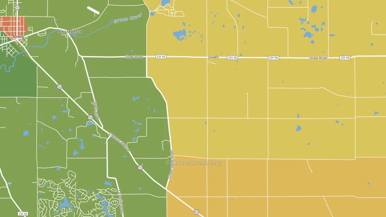 Shaws, IL Map of Robbery Rates