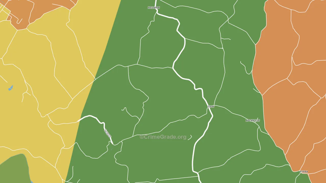 Shay, PA Map of Robbery Rates