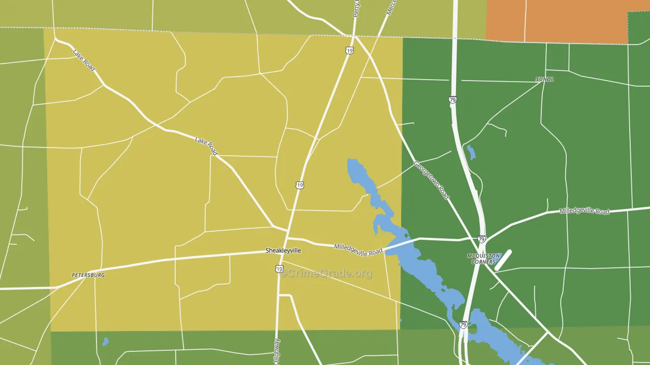 Sheakleyville, PA Map of Robbery Rates