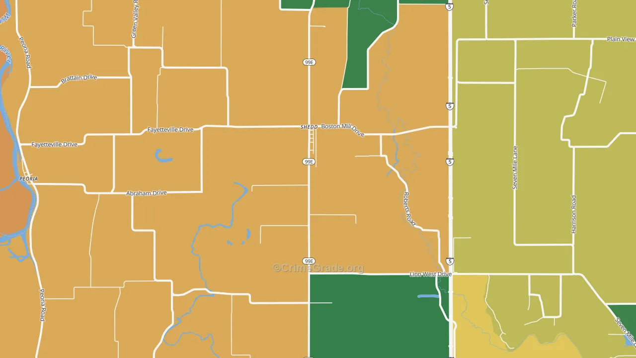 Shedd, OR Map of Robbery Rates