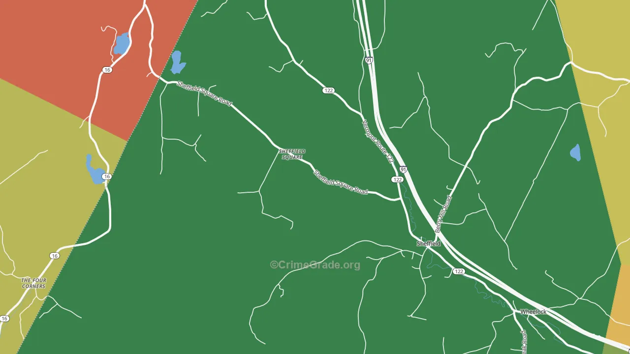 Sheffield Square, VT Map of Robbery Rates