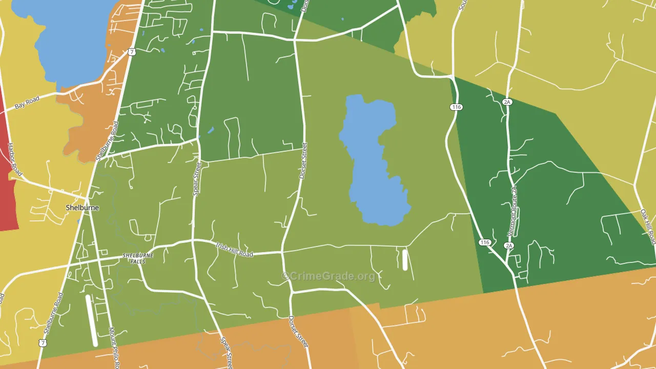 Shelburne Falls, VT Map of Robbery Rates