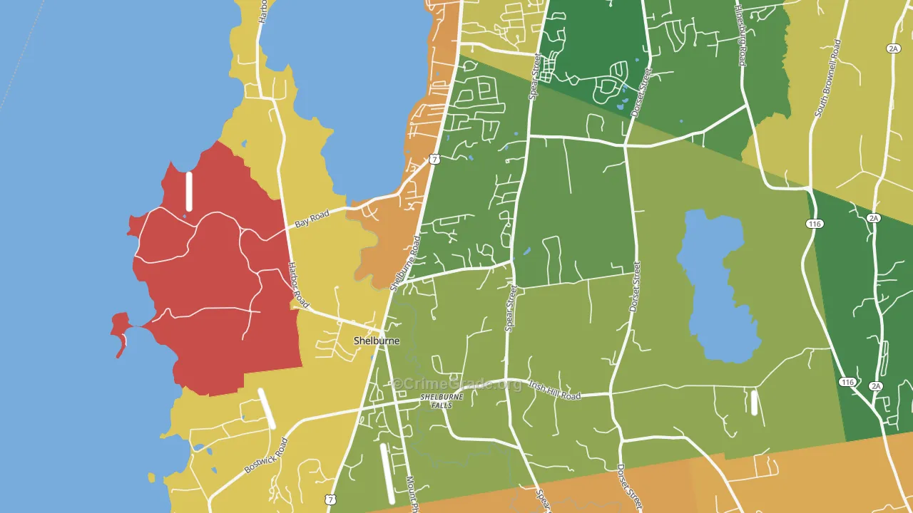 Shelburne, VT Map of Robbery Rates