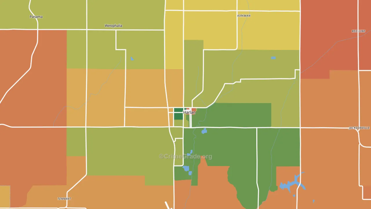 Shelby County, IA Map of Robbery Rates