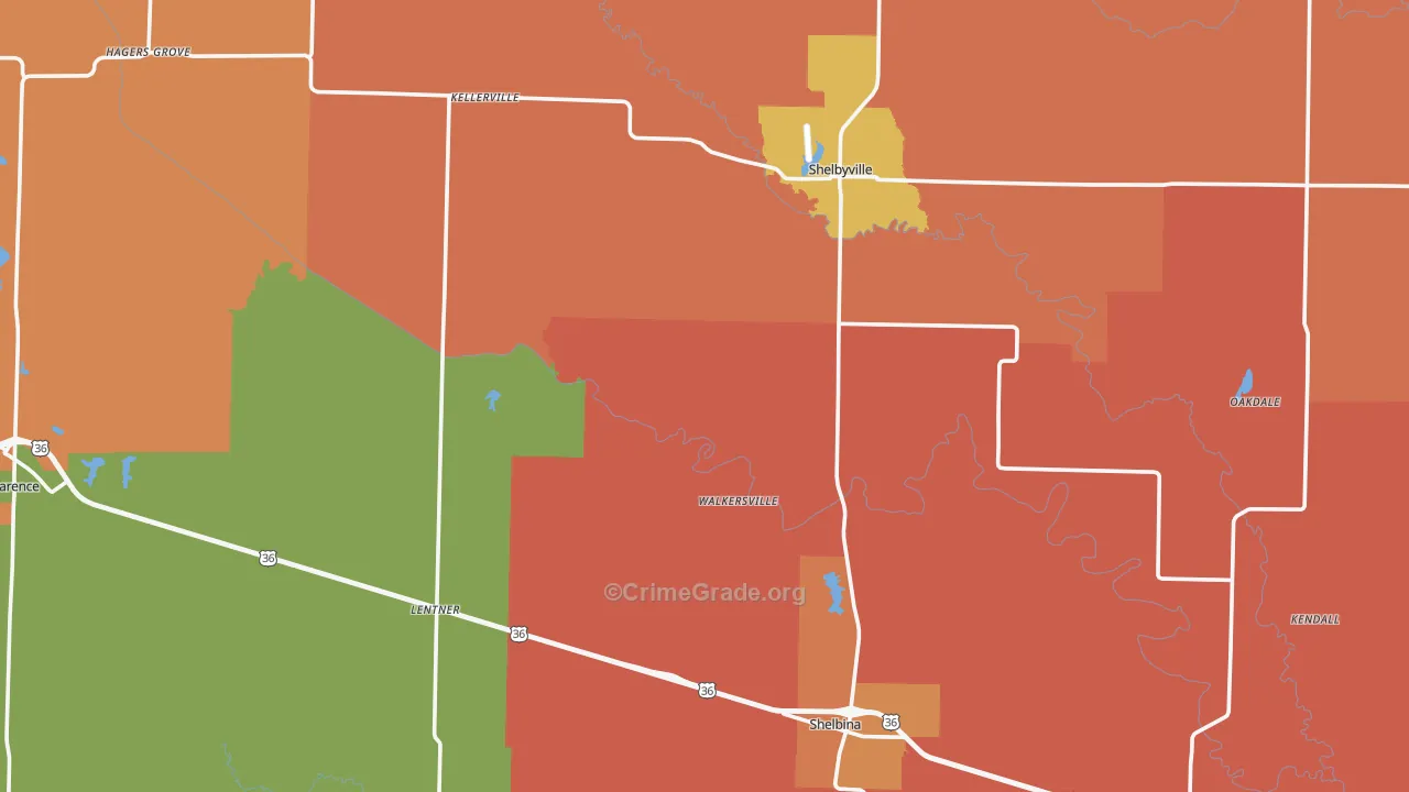 Shelby County, MO Map of Robbery Rates