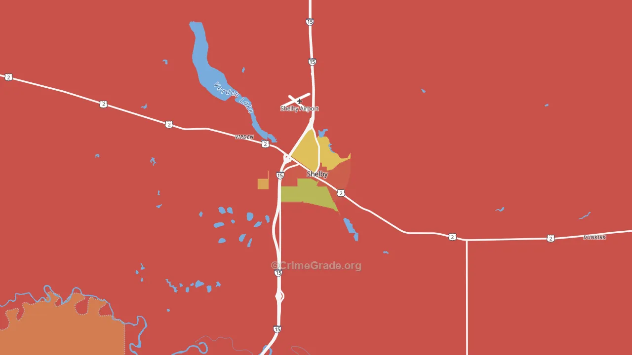 Shelby, MT Map of Robbery Rates