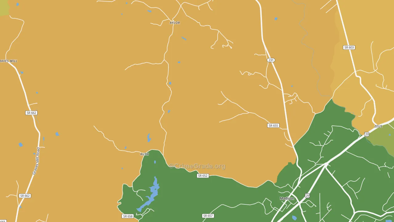 Shelby, VA Map of Robbery Rates