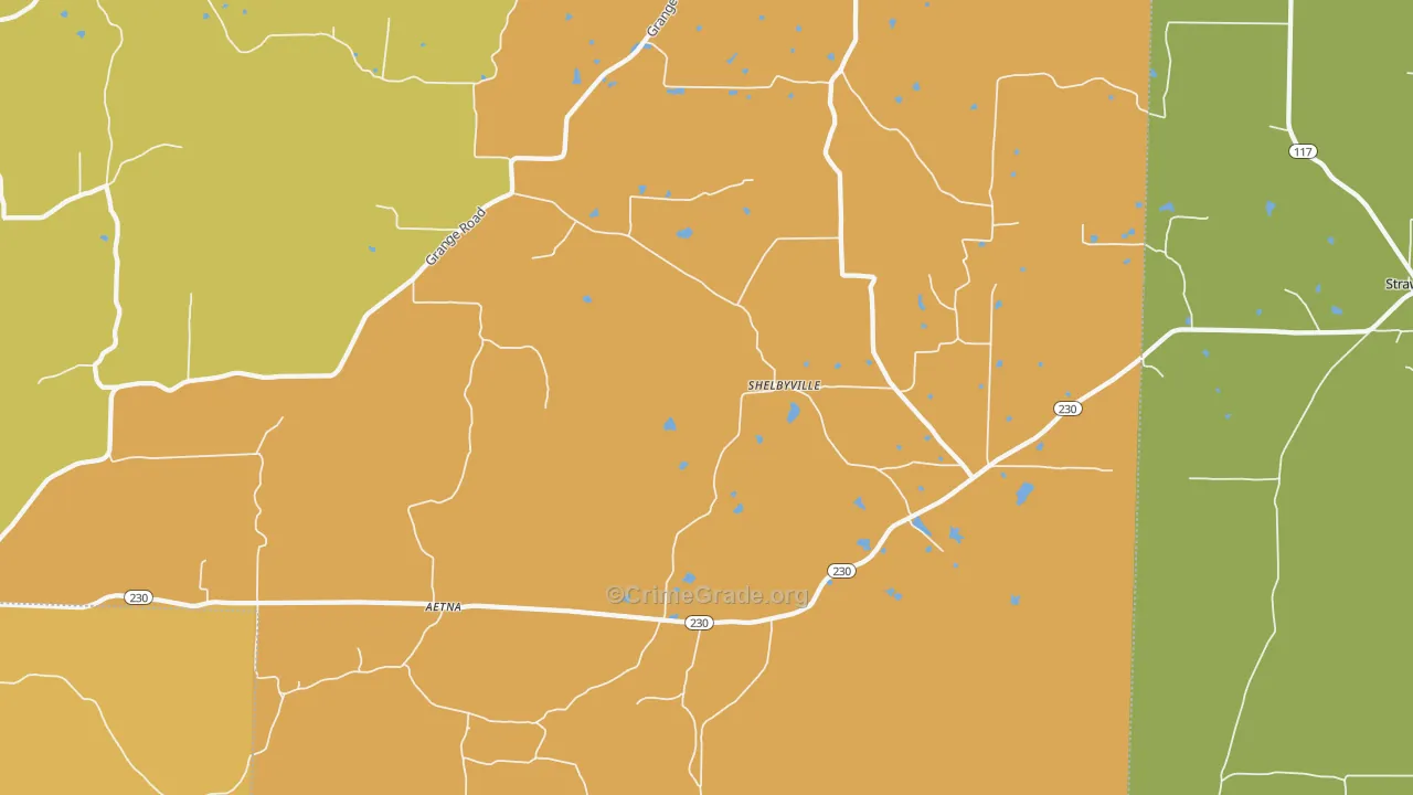 Shelbyville, AR Map of Robbery Rates