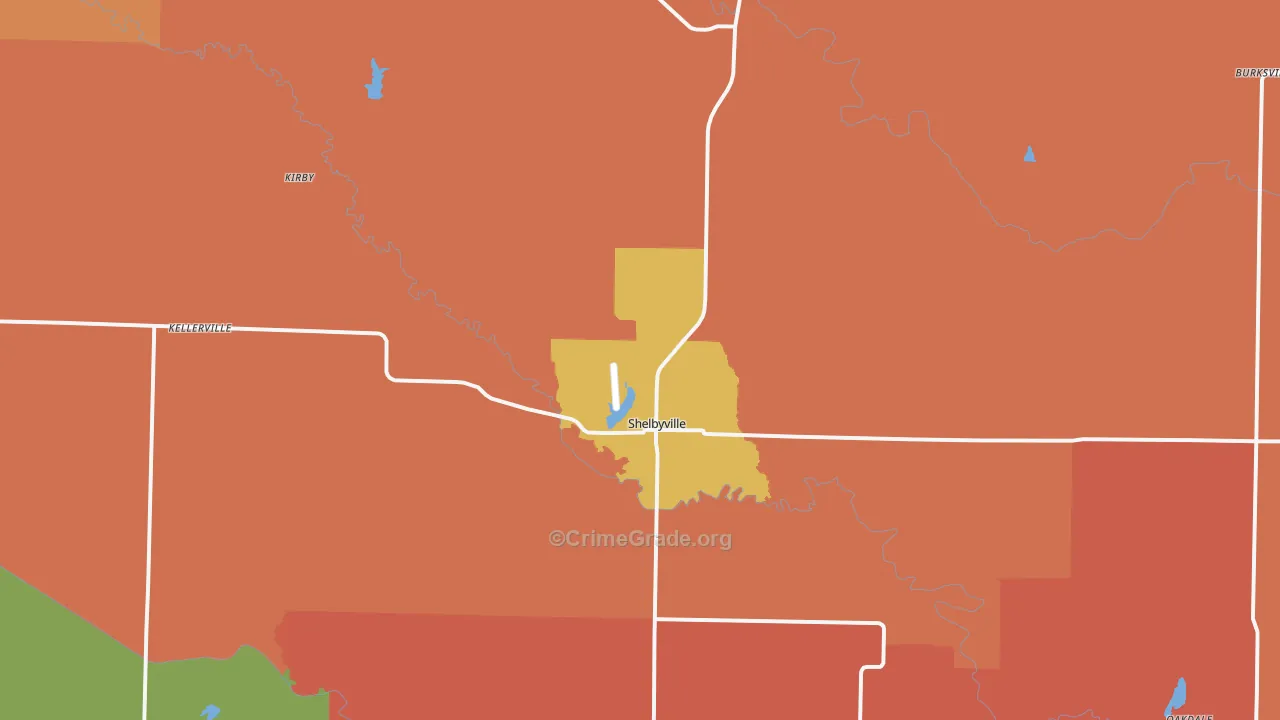 Shelbyville, MO Map of Robbery Rates