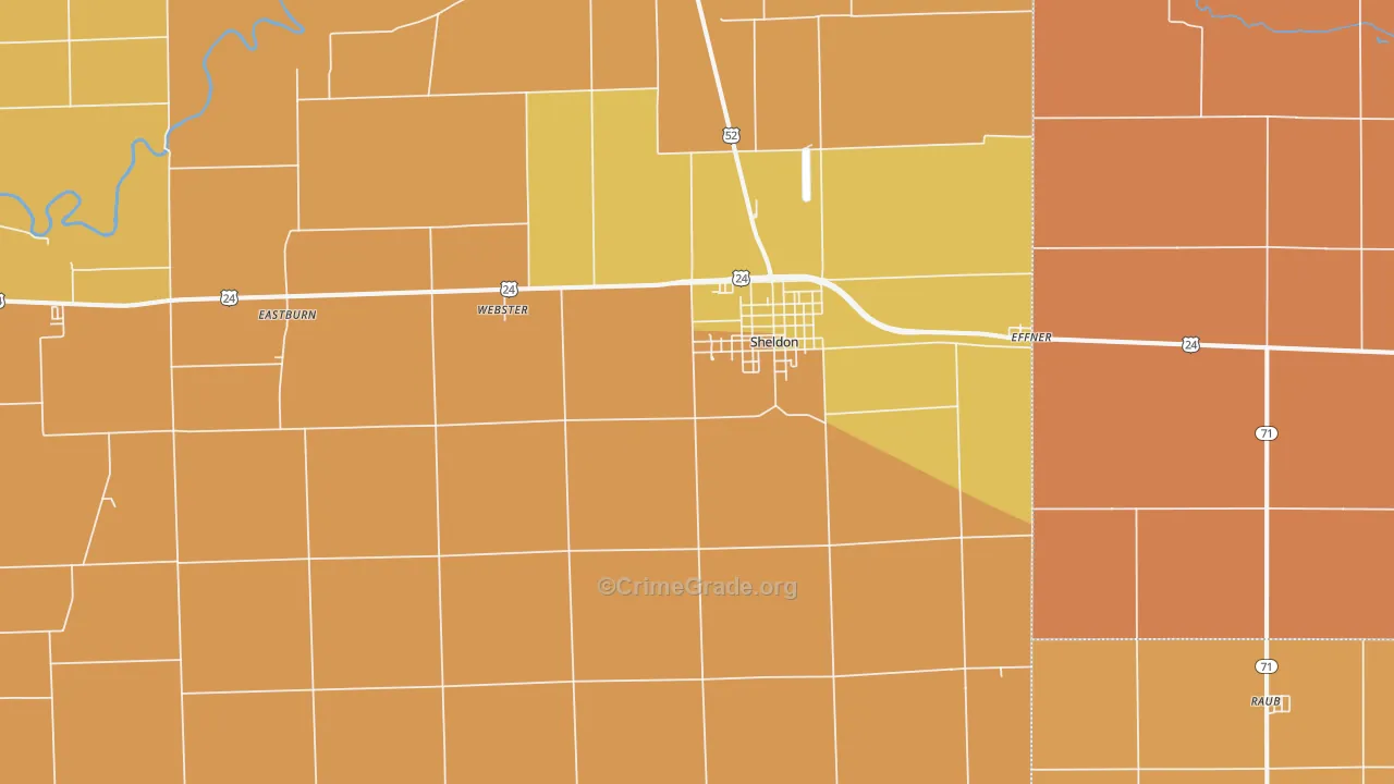 Sheldon, IL Map of Robbery Rates