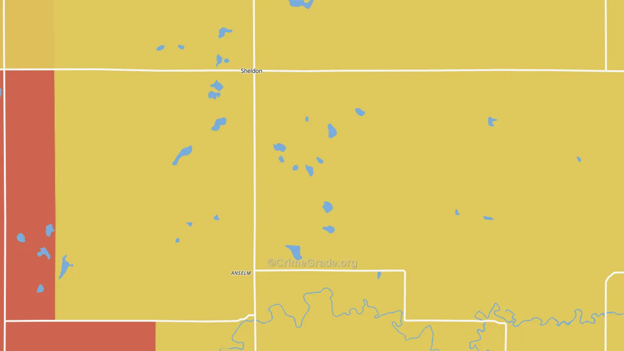 Sheldon, ND Map of Robbery Rates