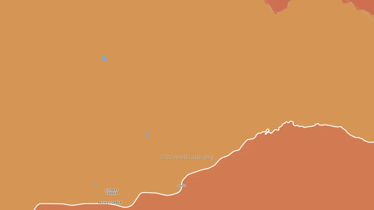 Shell, WY Map of Robbery Rates