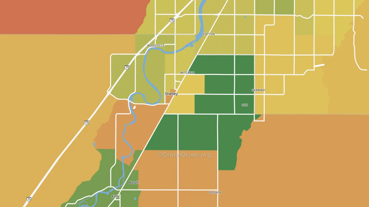 Shelley, ID Map of Robbery Rates