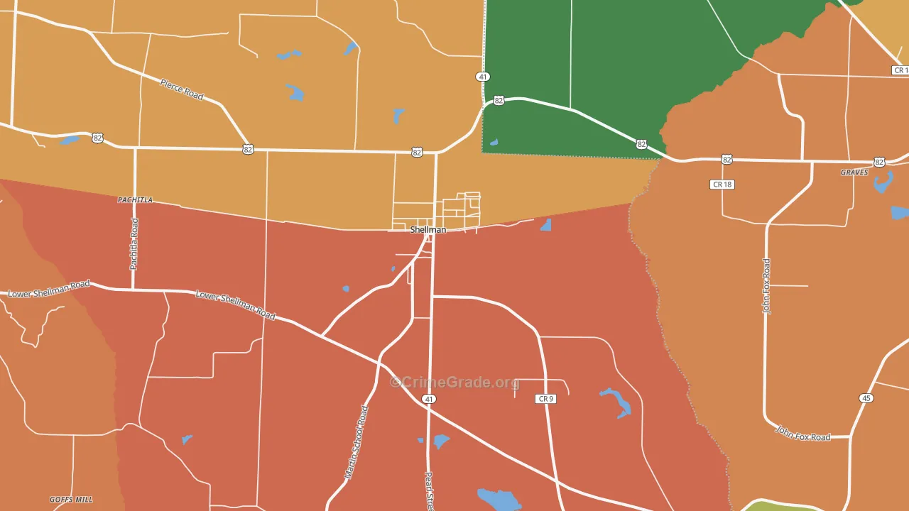 Shellman, GA Map of Robbery Rates