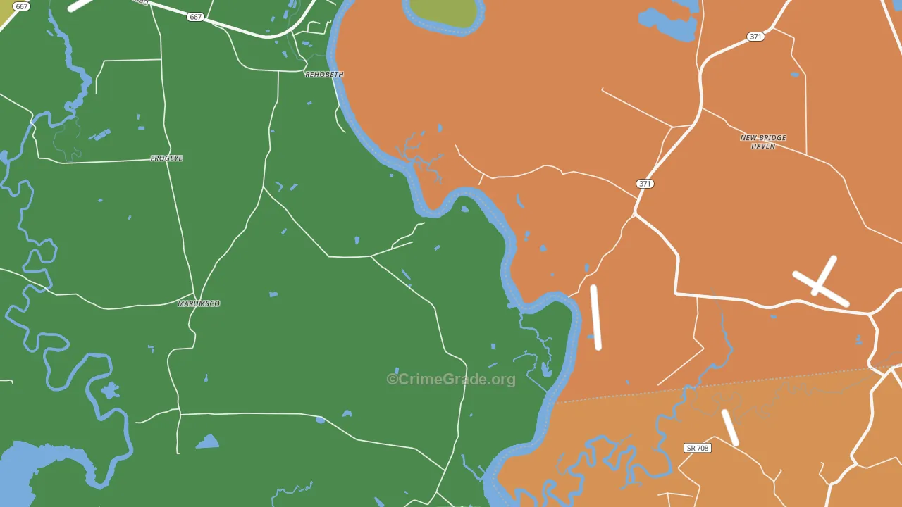 Shelltown, MD Map of Robbery Rates