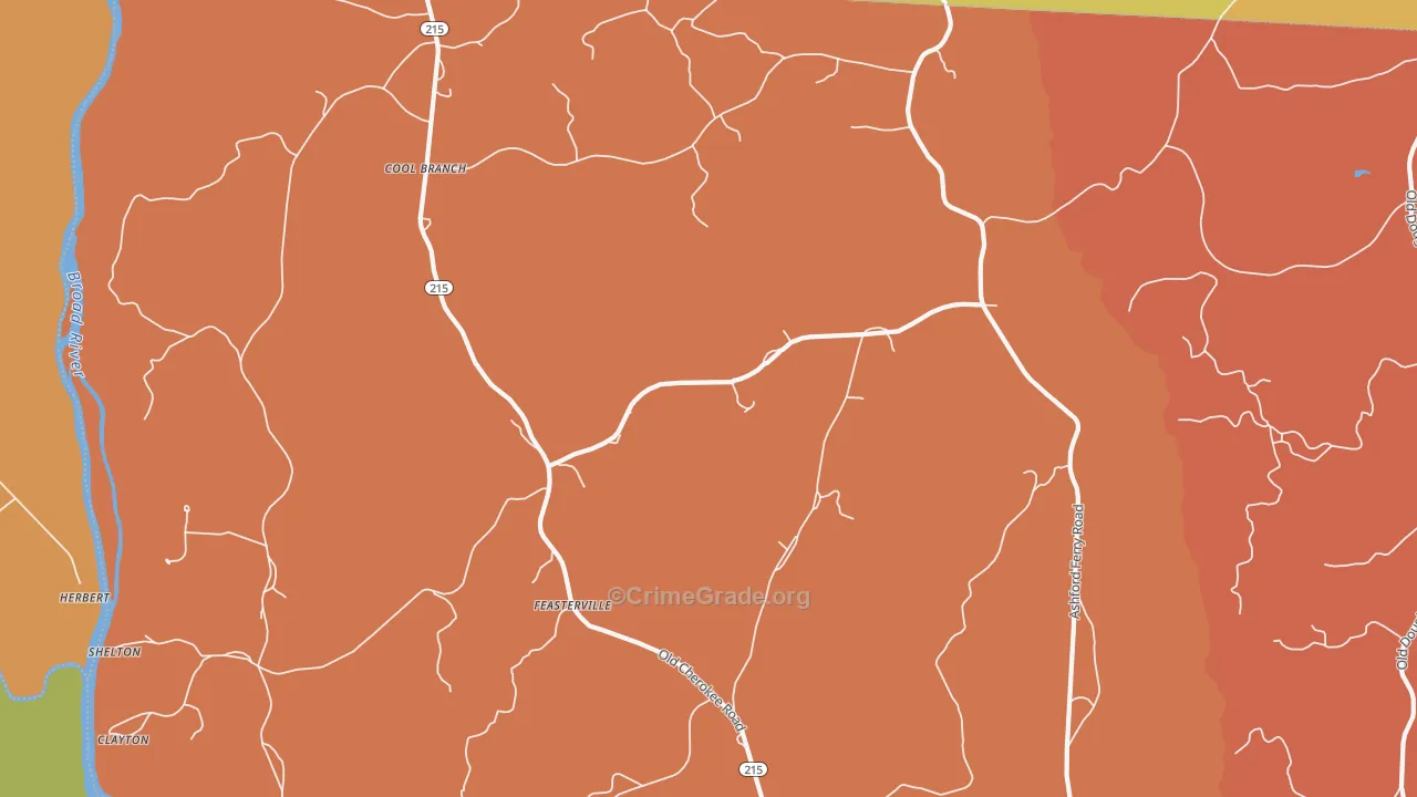 Shelton, SC Map of Robbery Rates
