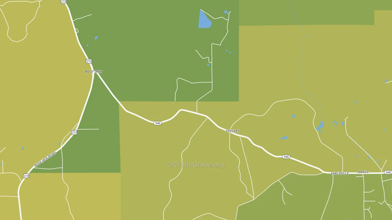 Shelvey, PA Map of Robbery Rates