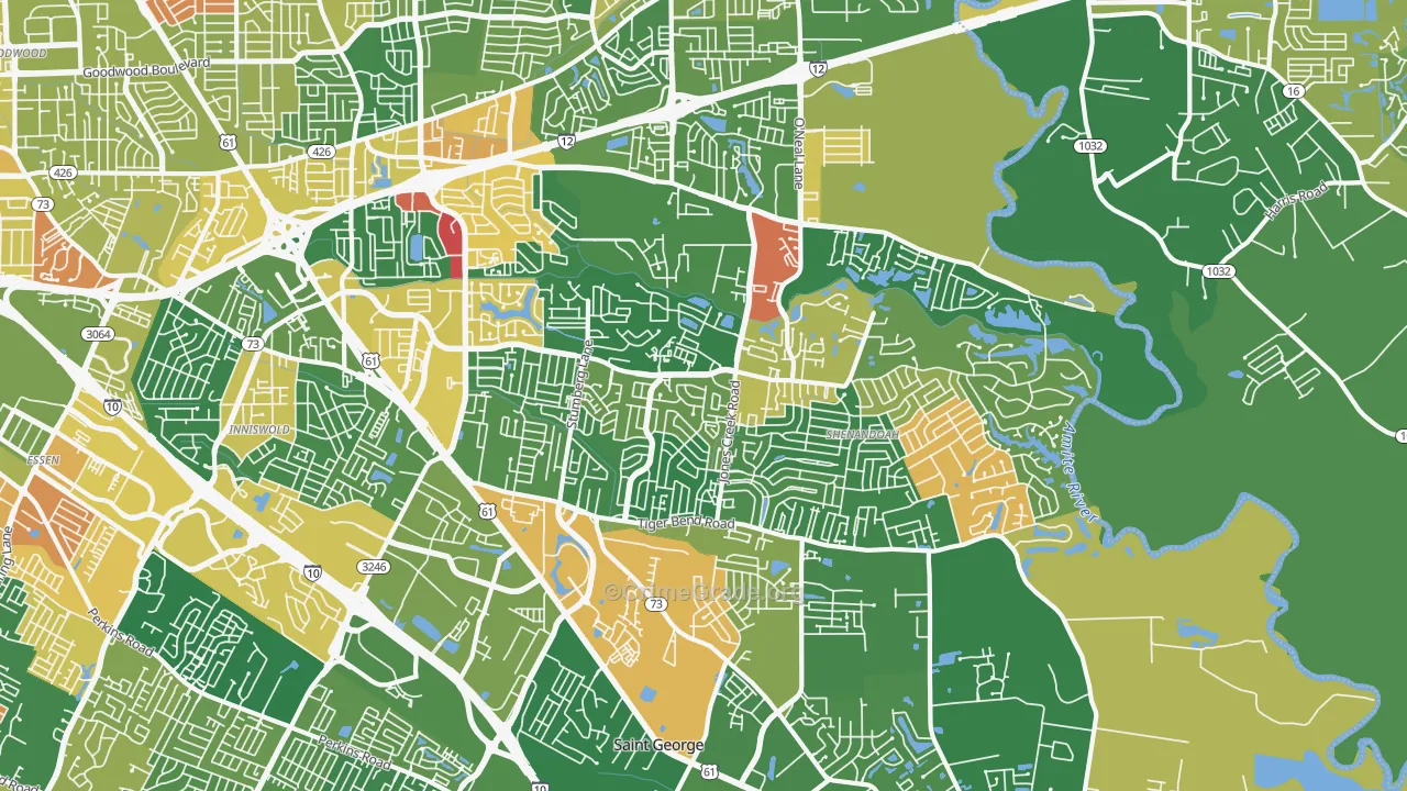 Shenandoah, LA Map of Robbery Rates