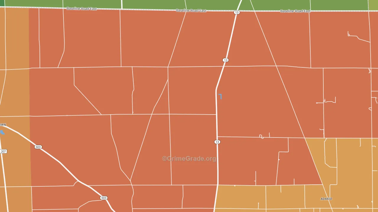 Shenandoah, OH Map of Robbery Rates
