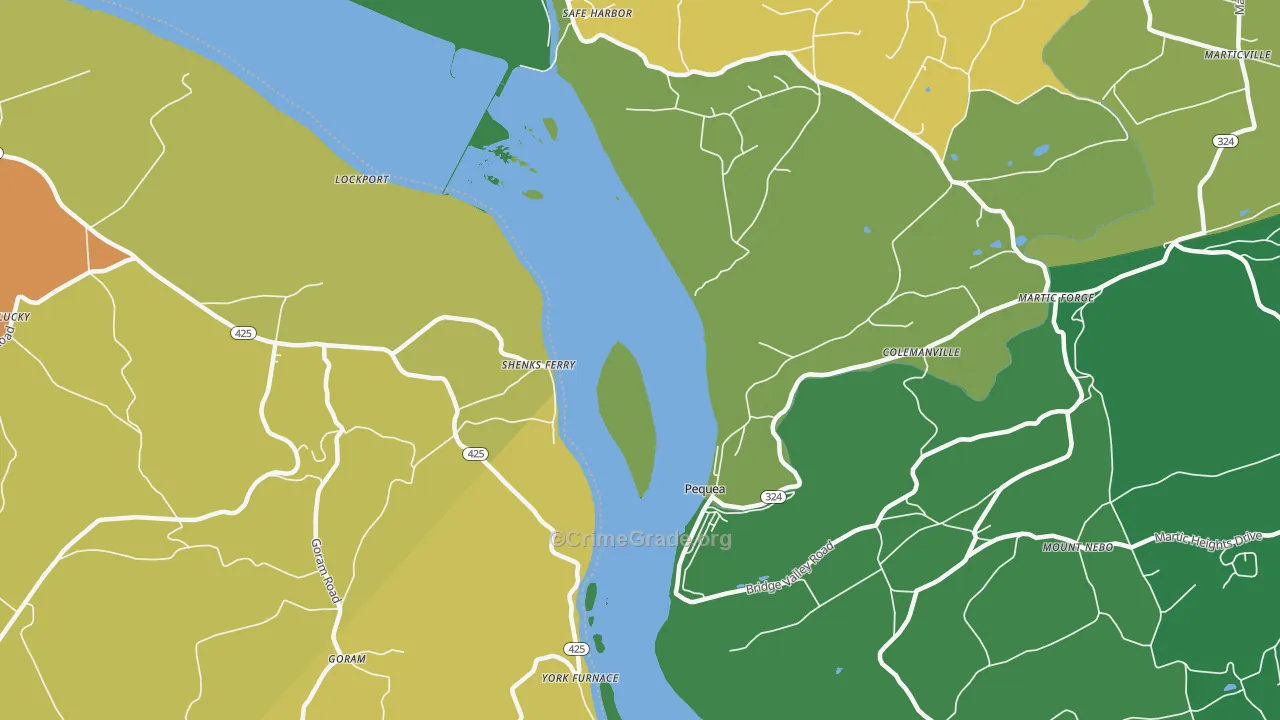 Shenks Ferry, PA Map of Robbery Rates