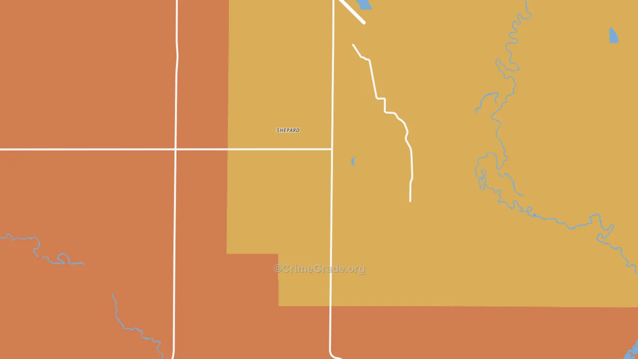 Shepard, ND Map of Robbery Rates