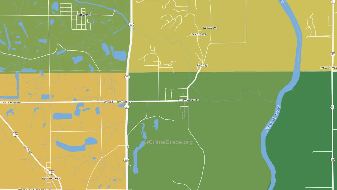 Shepardsville, IN Map of Robbery Rates