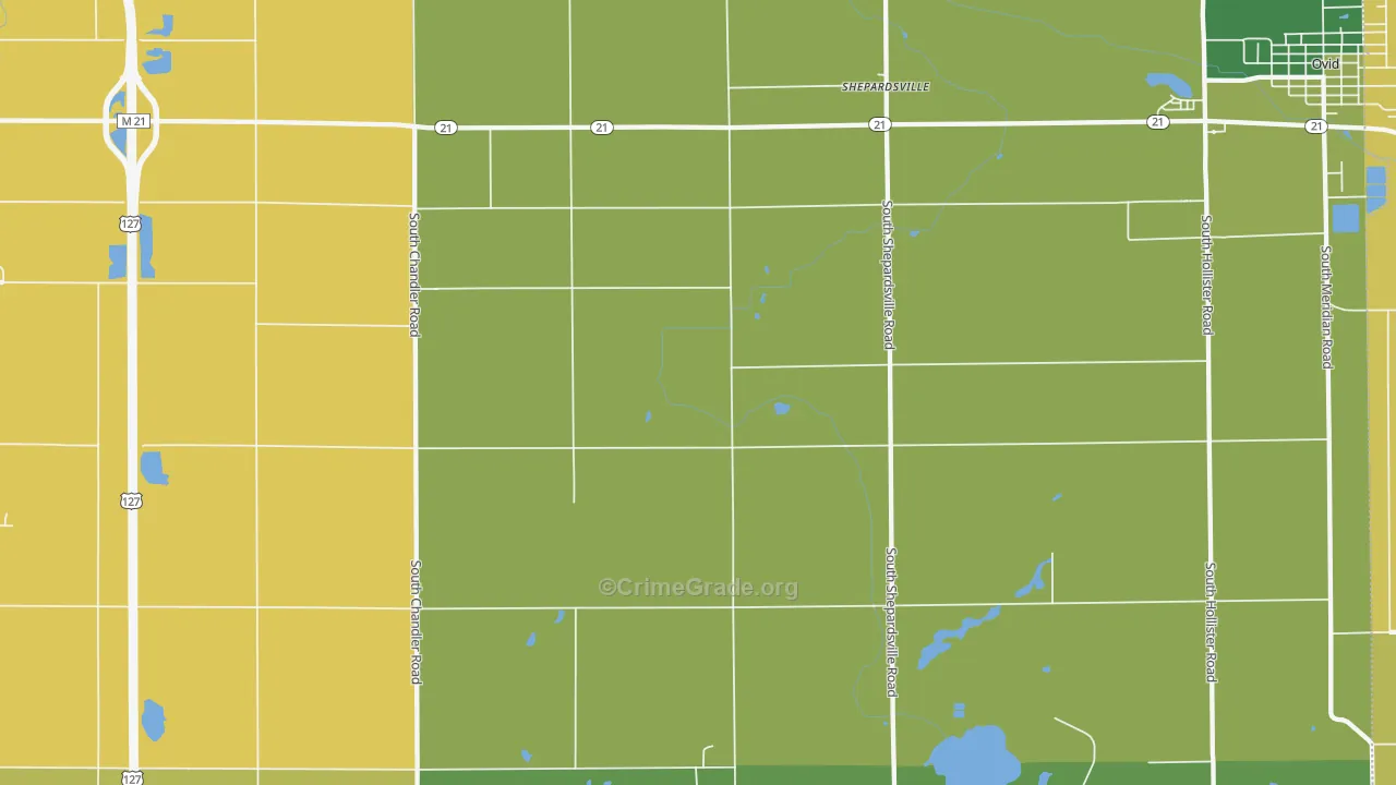 Shepardsville, MI Map of Robbery Rates