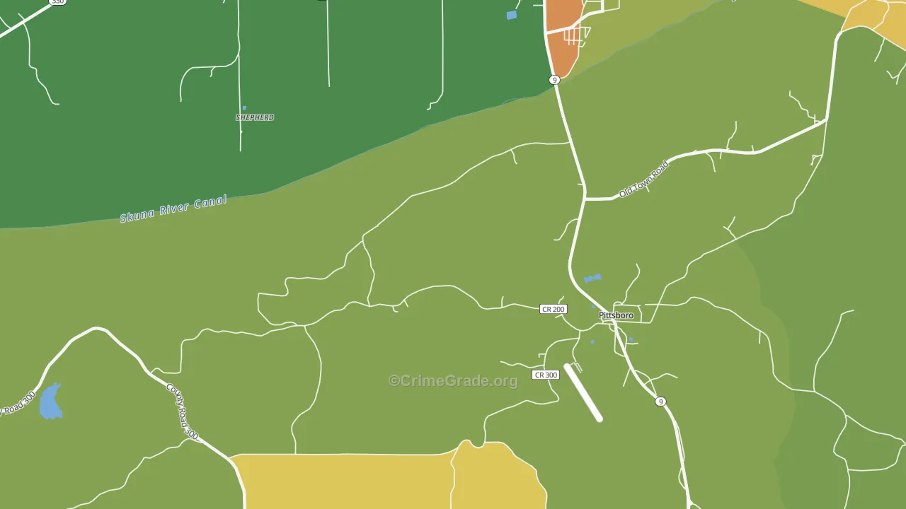 Shepherd, MS Map of Robbery Rates