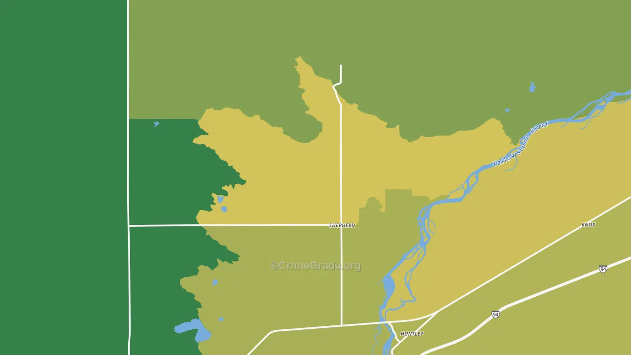Shepherd, MT Map of Robbery Rates