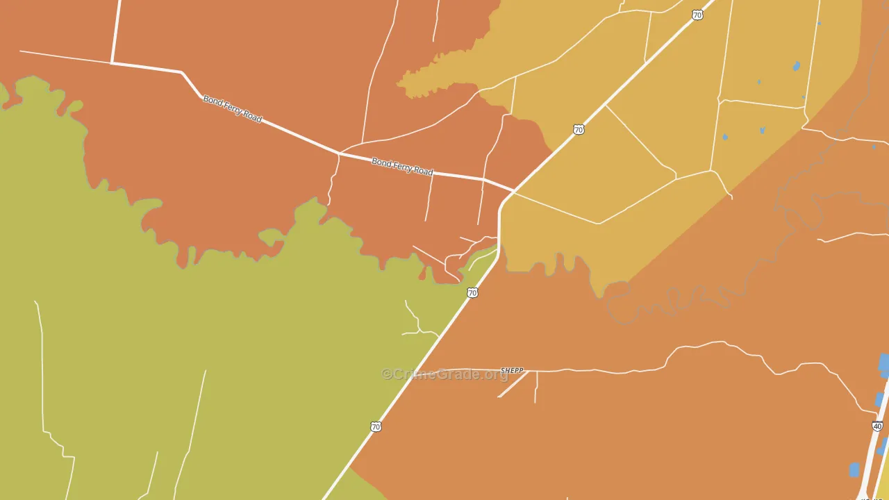 Shepp, TN Map of Robbery Rates