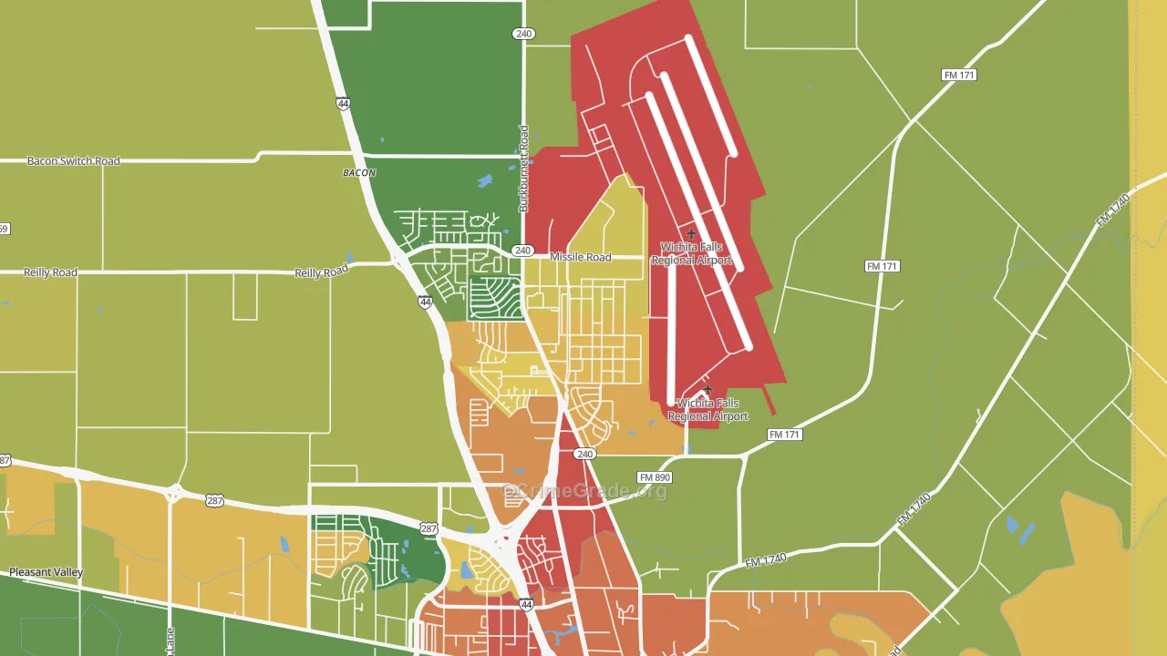 Sheppard Afb, TX Map of Robbery Rates