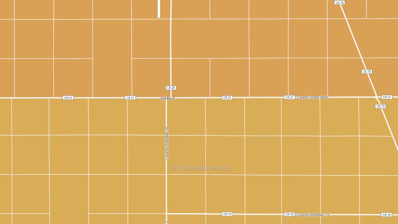 Sherack, MN Map of Robbery Rates
