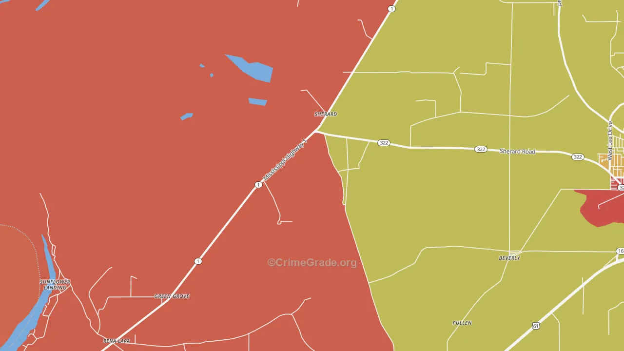 Sherard, MS Map of Robbery Rates