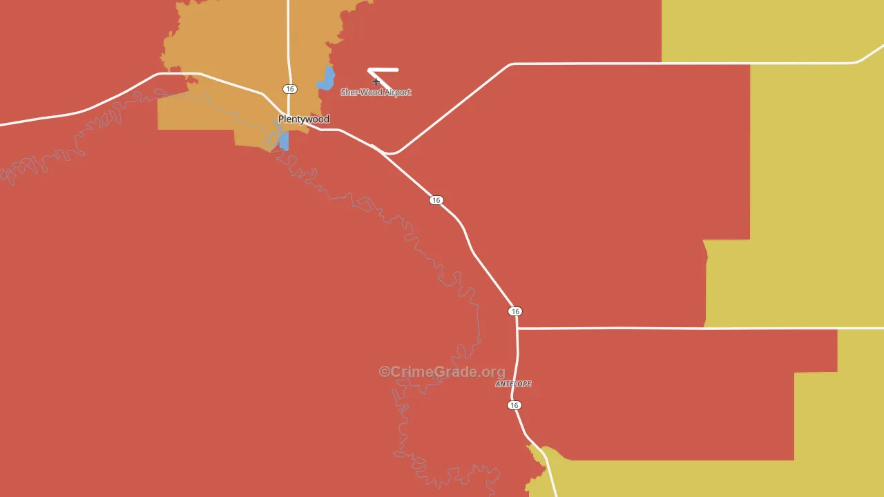 Sheridan County, MT Map of Robbery Rates
