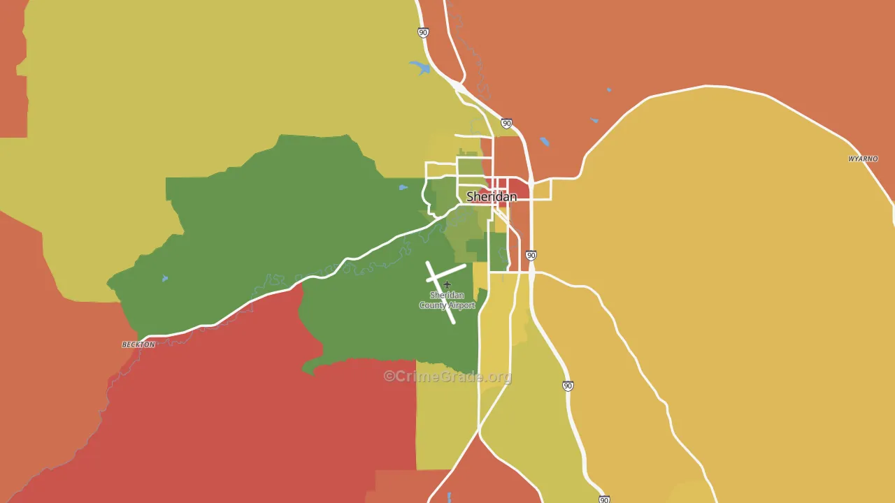 Sheridan County, WY Map of Robbery Rates