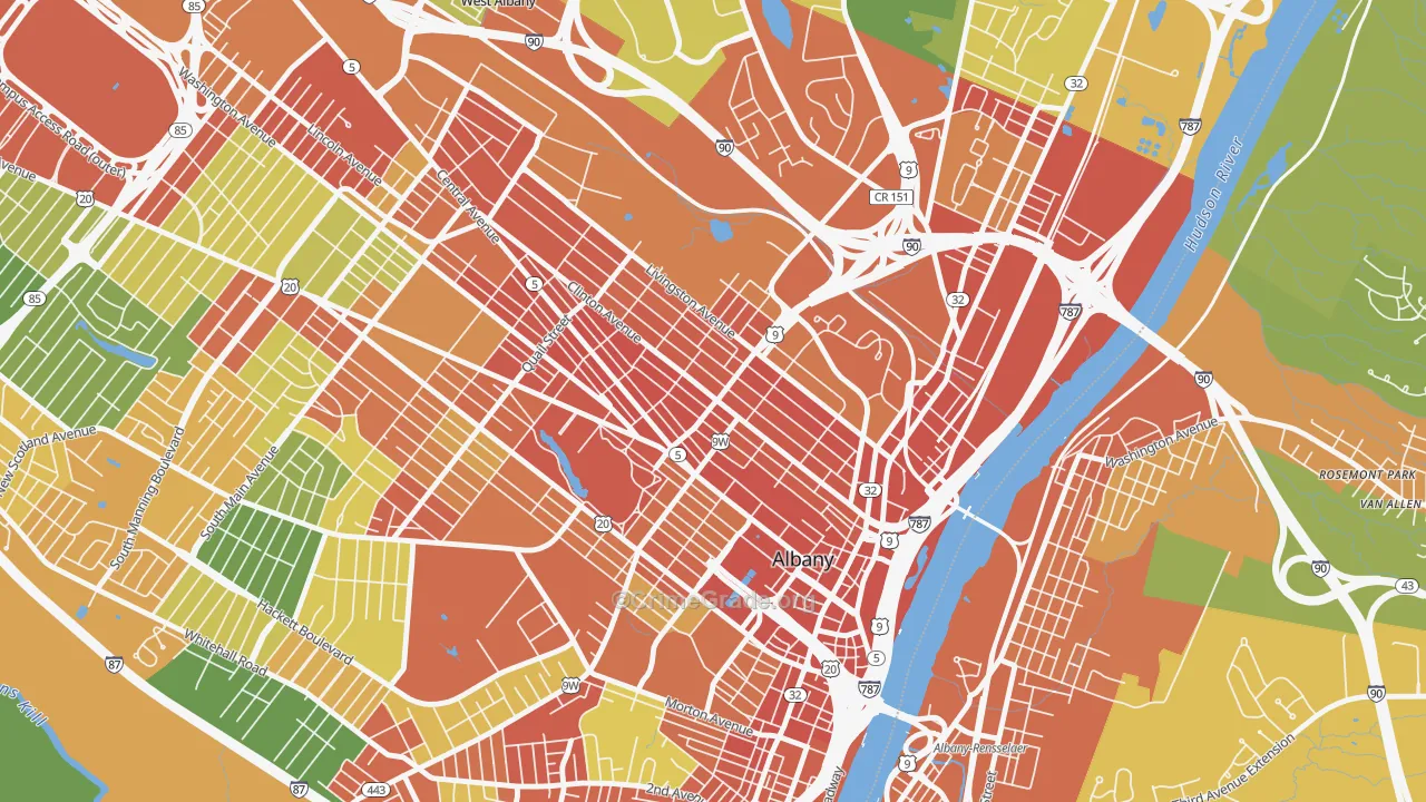 Sheridan Hollow, Albany, NY Map of Robbery Rates
