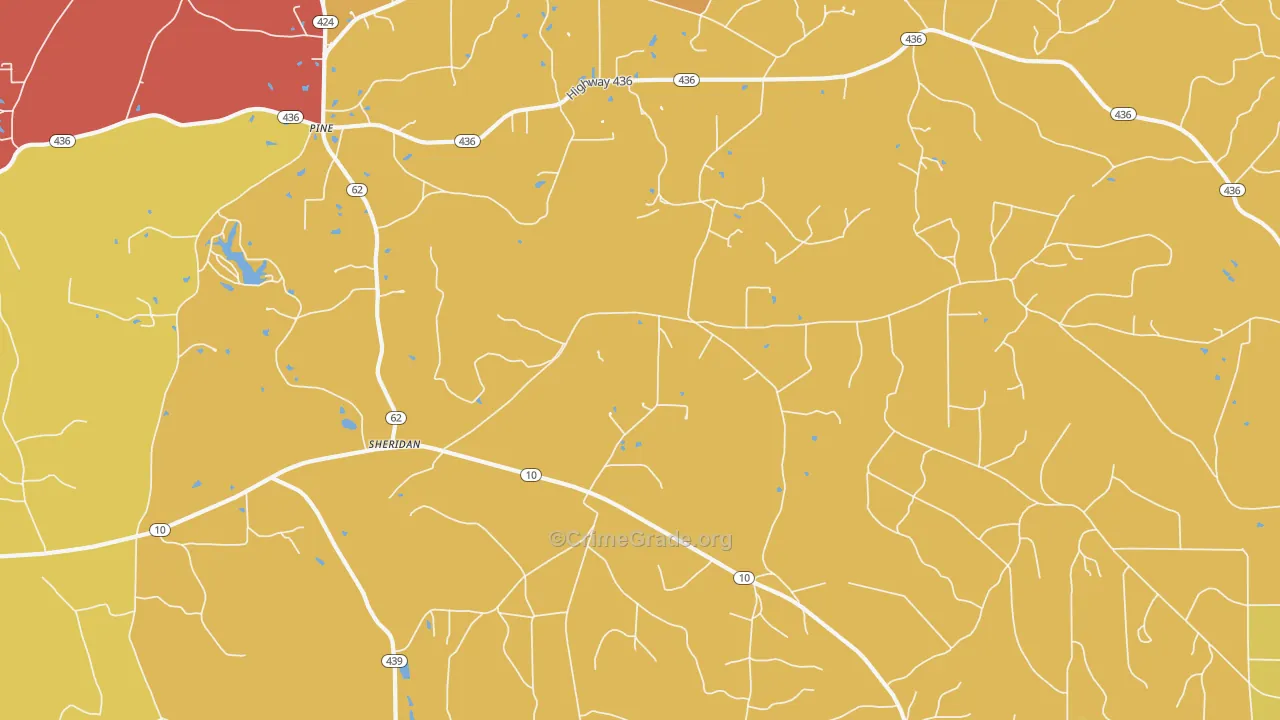 Sheridan, LA Map of Robbery Rates