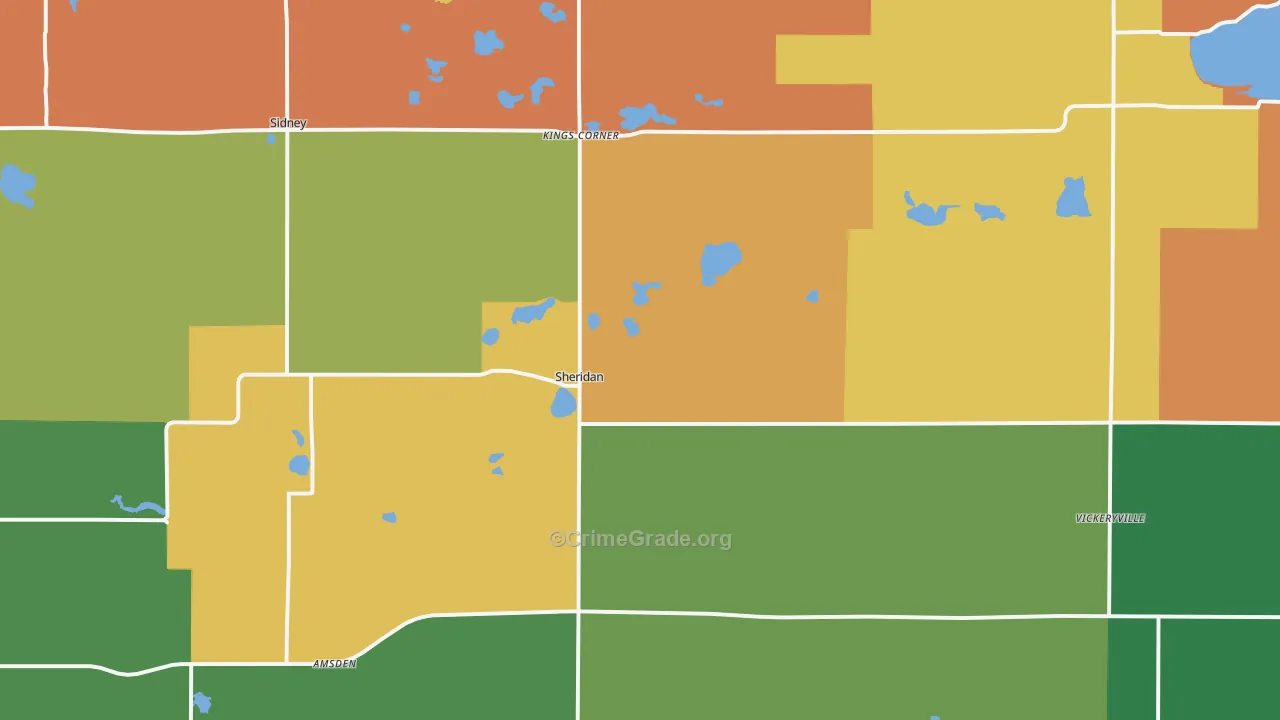 Sheridan, MI Map of Robbery Rates