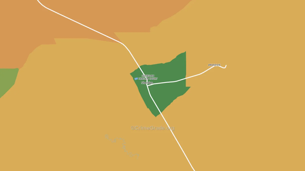 Sheridan, MT Map of Robbery Rates