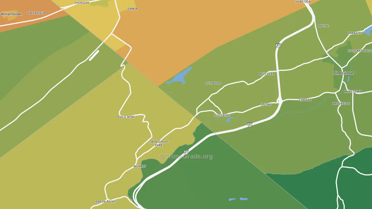 Sheridan, PA Map of Robbery Rates