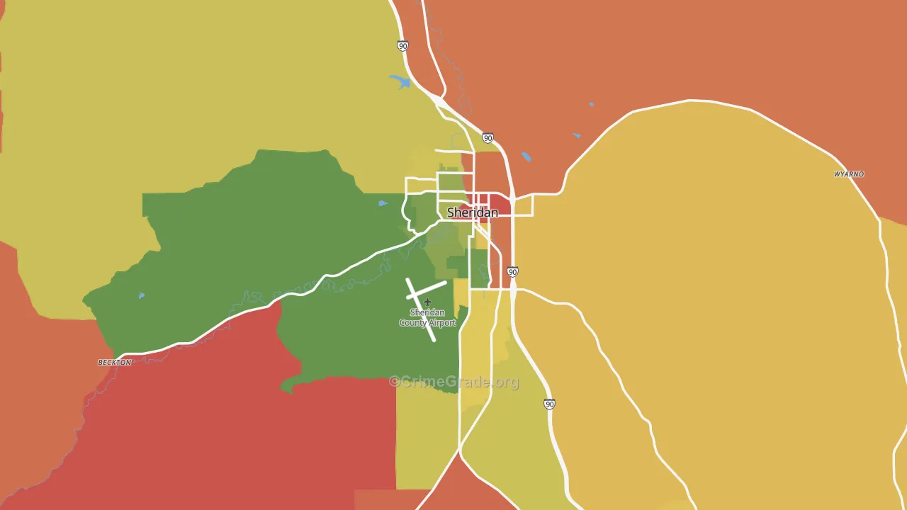 Sheridan, WY Map of Robbery Rates