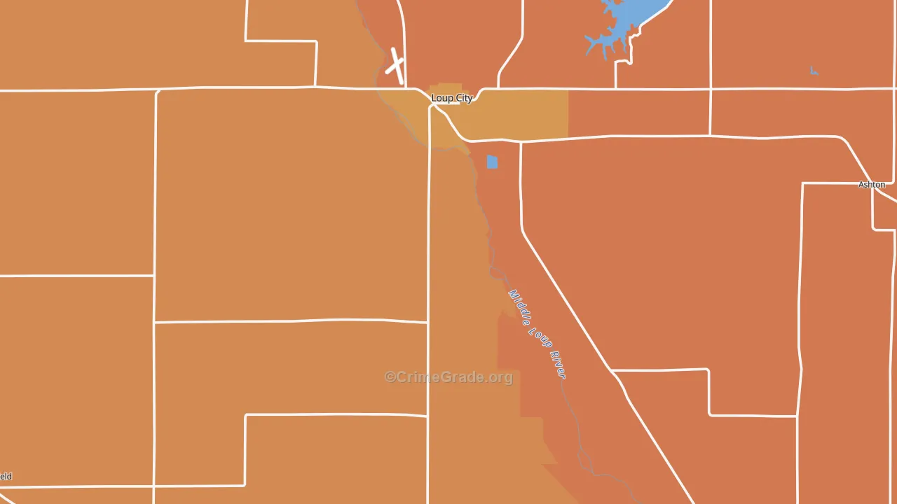 Sherman County, NE Map of Robbery Rates