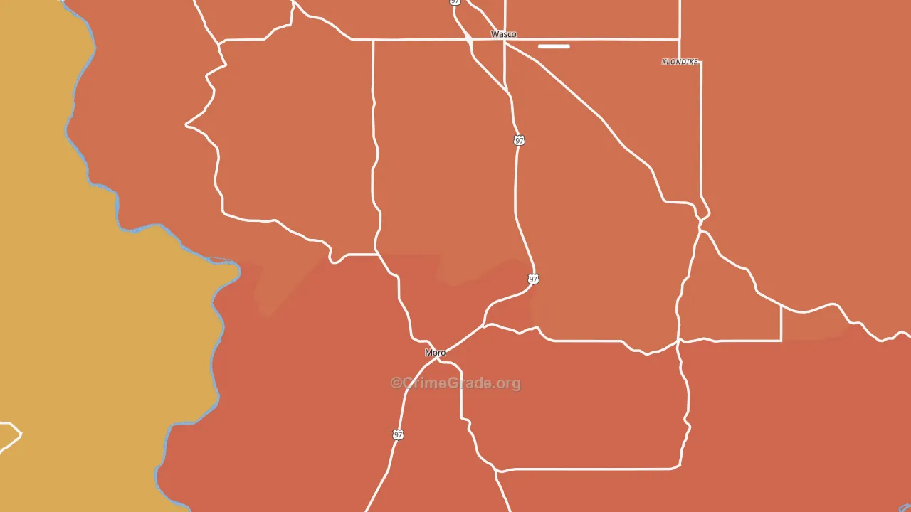 Sherman County, OR Map of Robbery Rates