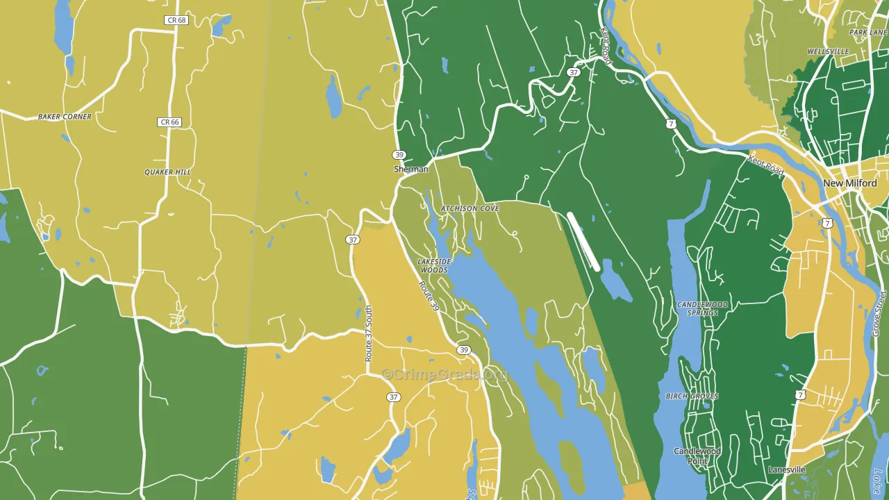 Sherman, CT Map of Robbery Rates