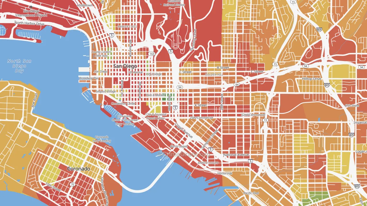 Sherman Heights, San Diego, CA Map of Robbery Rates