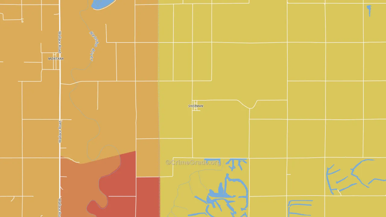 Sherman, KS Map of Robbery Rates