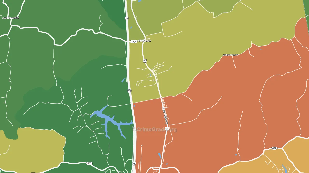 Sherman, KY Map of Robbery Rates